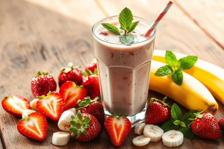 Smoothie de Morango com Banana e Iogurte Natural