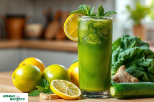 Suco Detox Verde com Limão e Gengibre