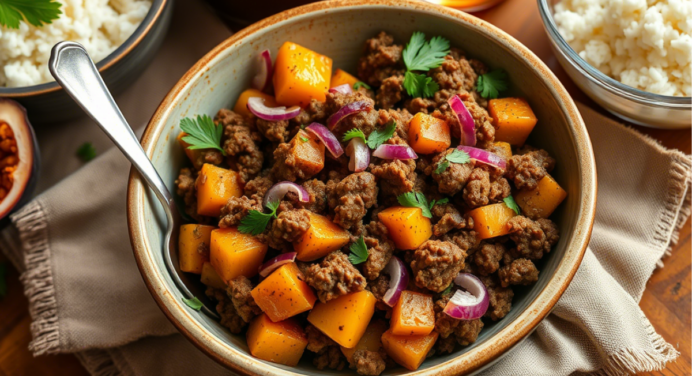 Carne Moída com Abóbora Cabotiá: Sabor Rústico e Aconchegante
